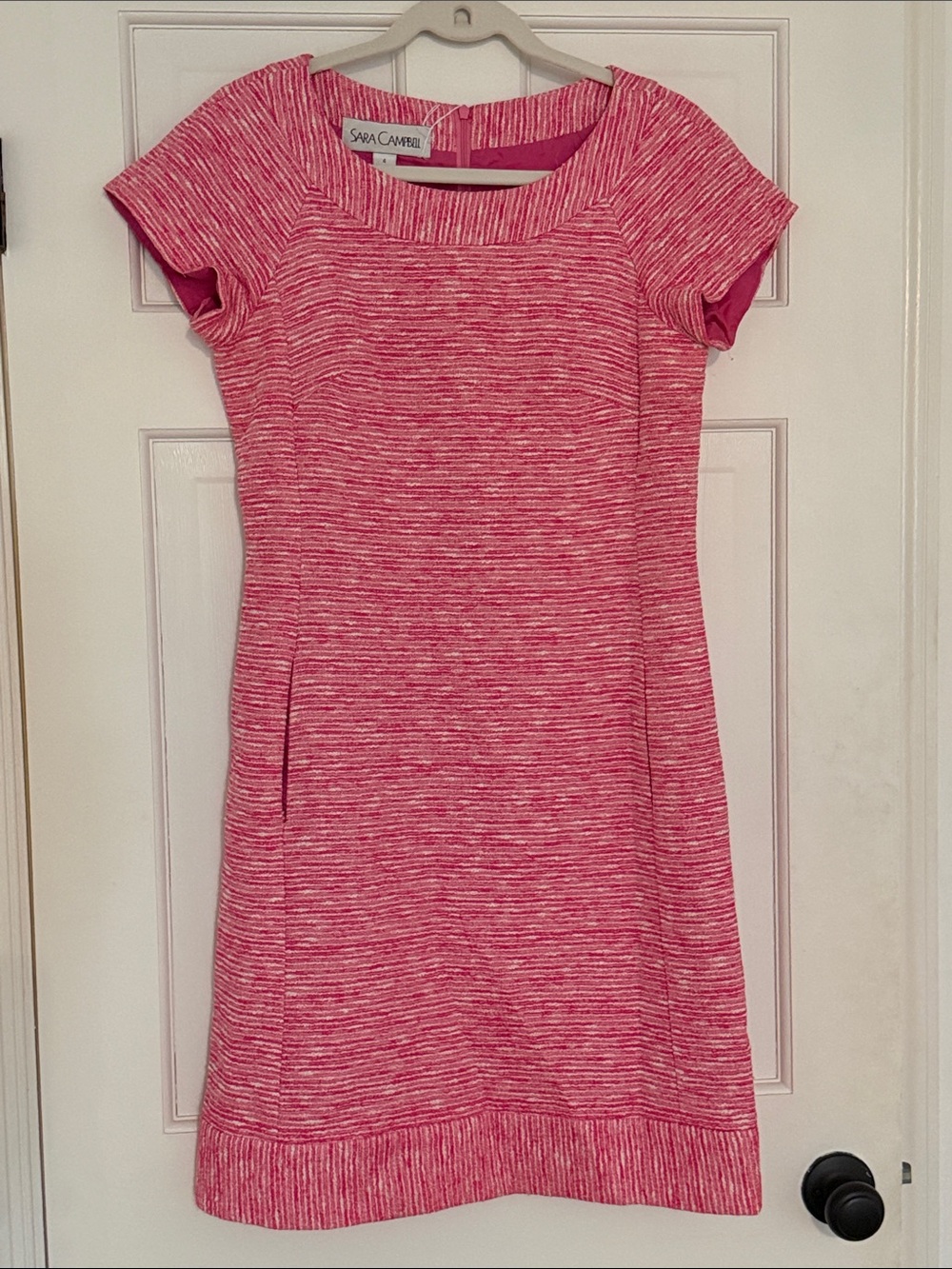 Sara Campbell Pink Textured Knit Sheath Dress